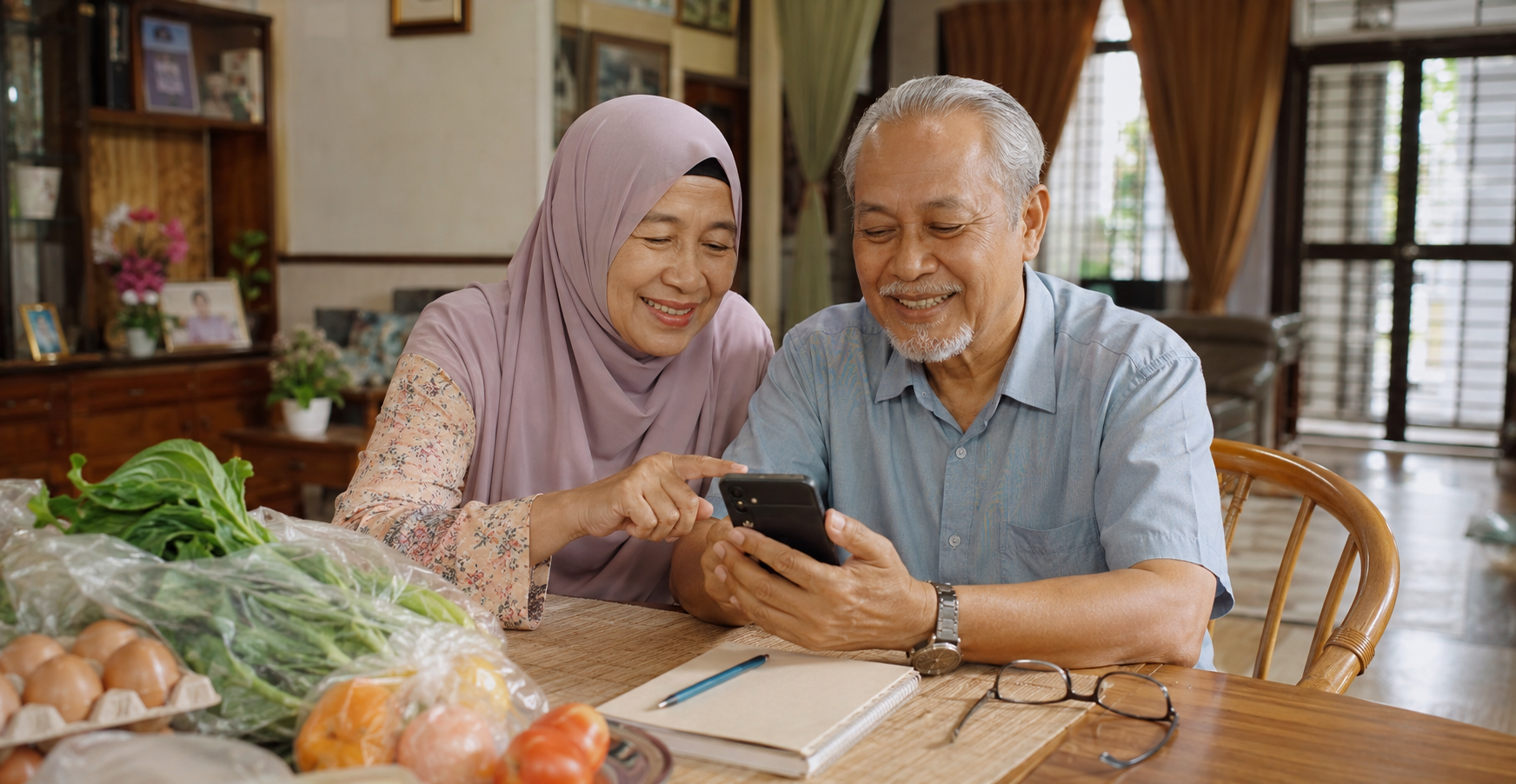 Pasangan pesara Melayu menggunakan AI untuk urusan kehidupan harian