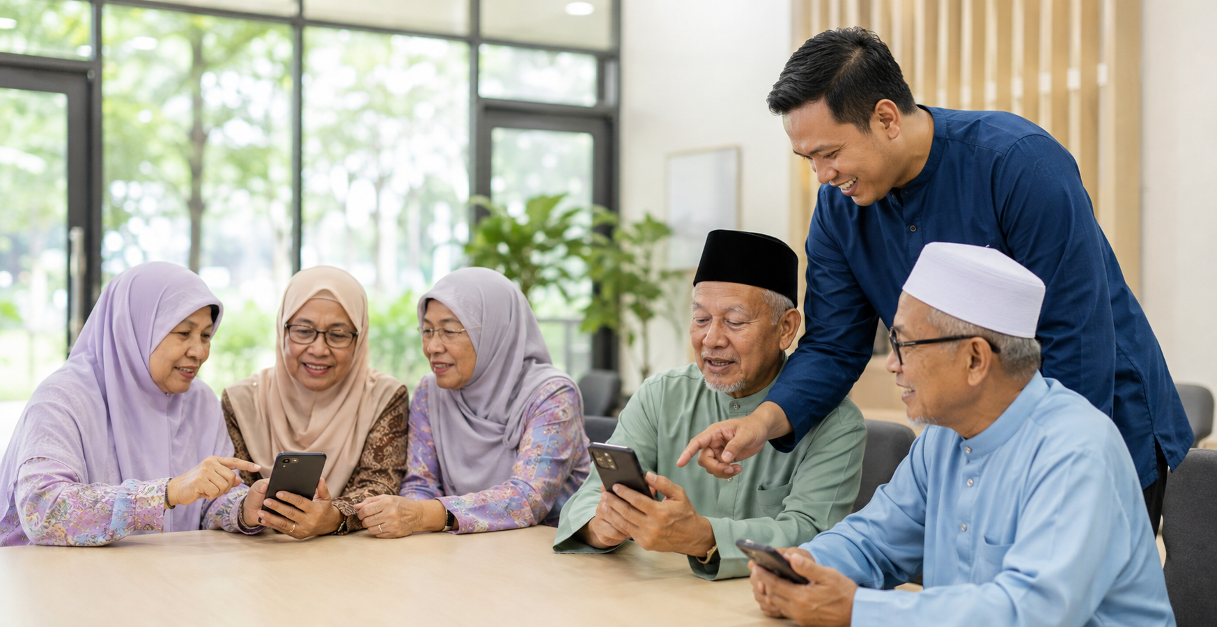 Peserta pesara Melayu belajar menggunakan AI melalui telefon pintar