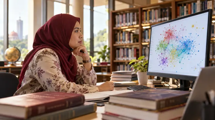 Penyelidik meneliti peta jaringan bibliometrik