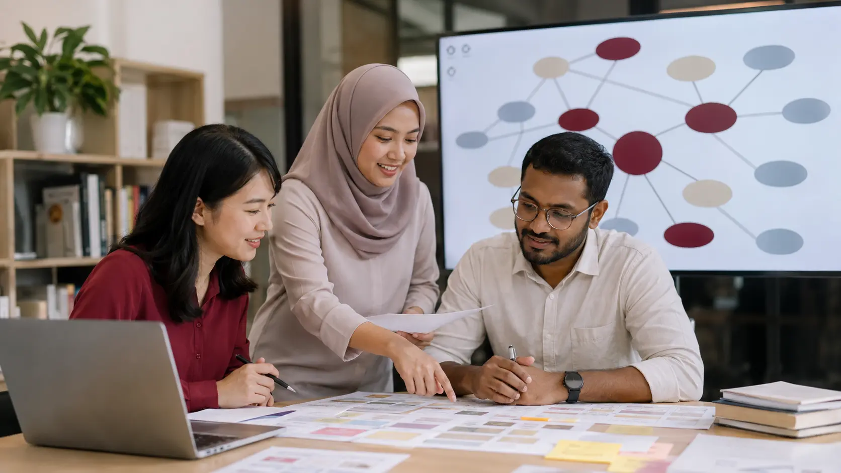 Malaysian researchers organising evidence into a matrix and conceptual map