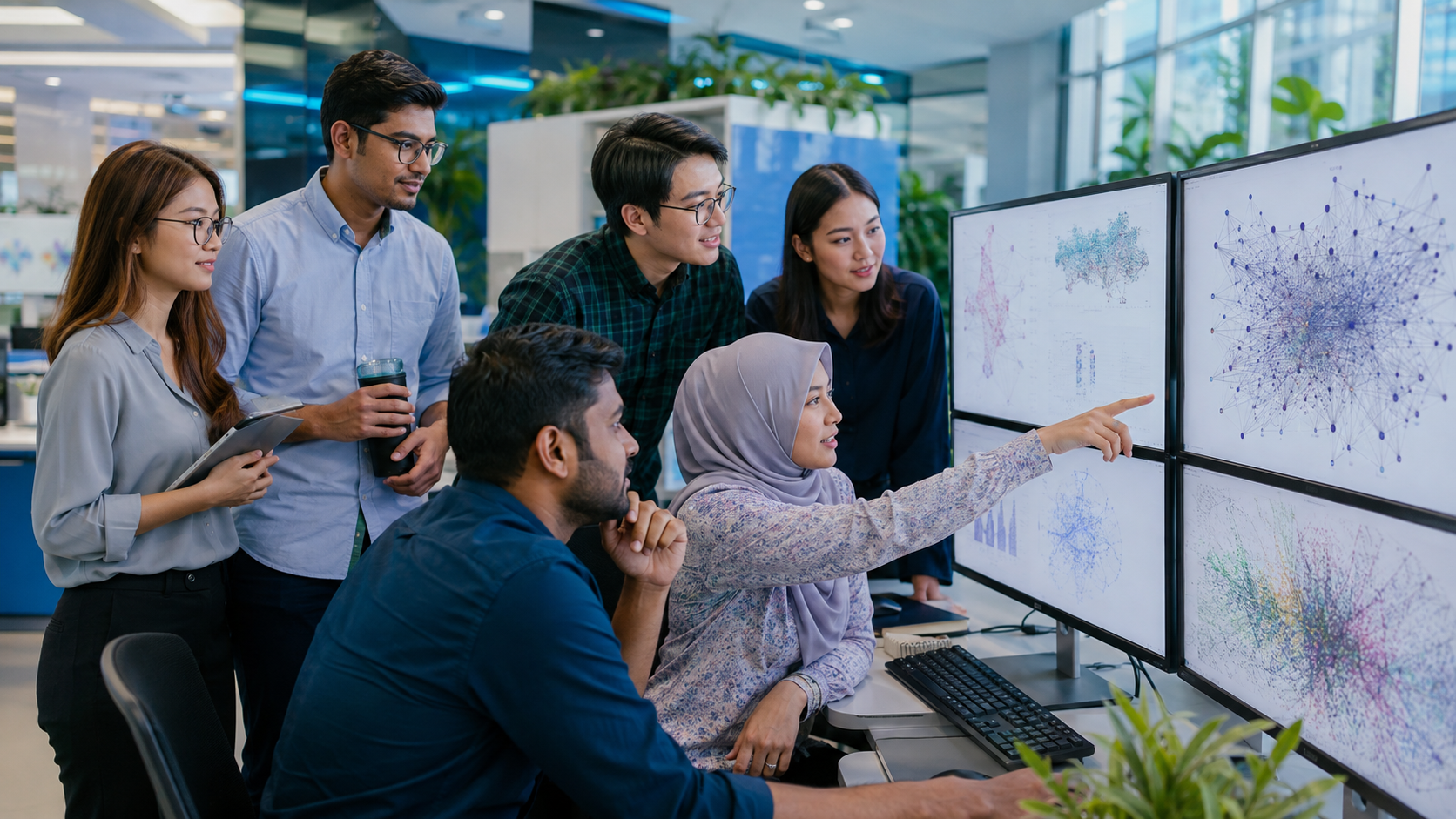 Malaysian postgraduate researchers analysing literature networks and research data