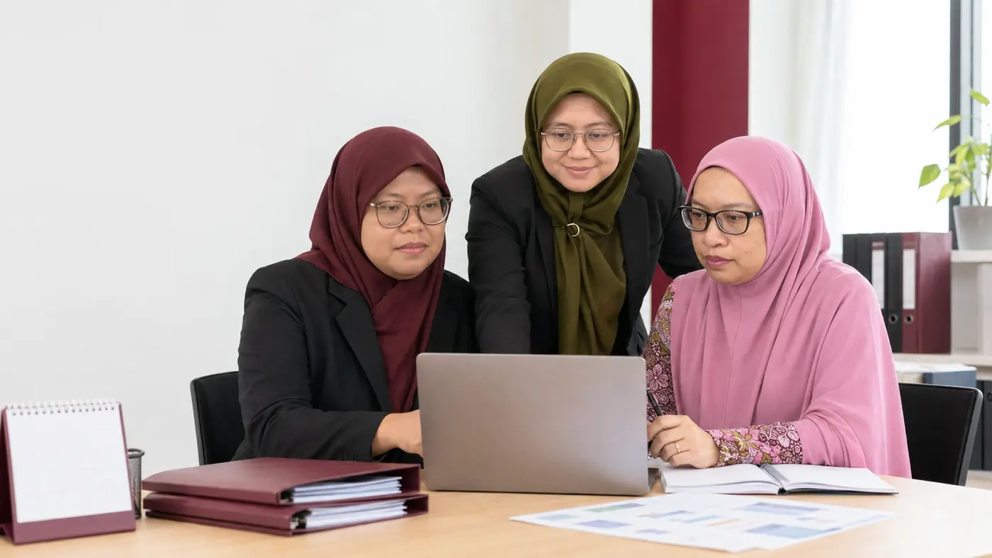 Staf sumber manusia menyemak urusan cuti, kehadiran dan pembangunan staf