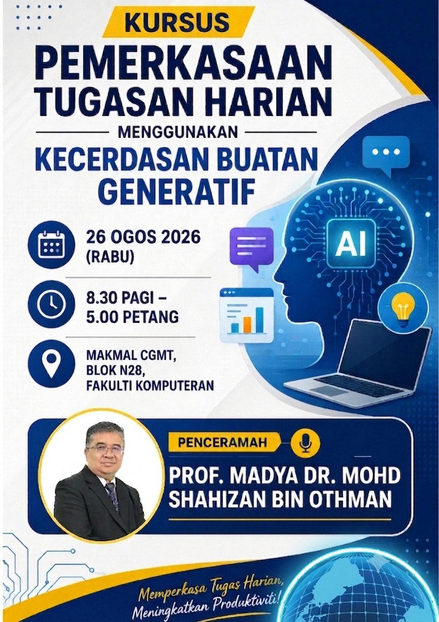 Poster Kursus Pemerkasaan Tugasan Harian dengan AI