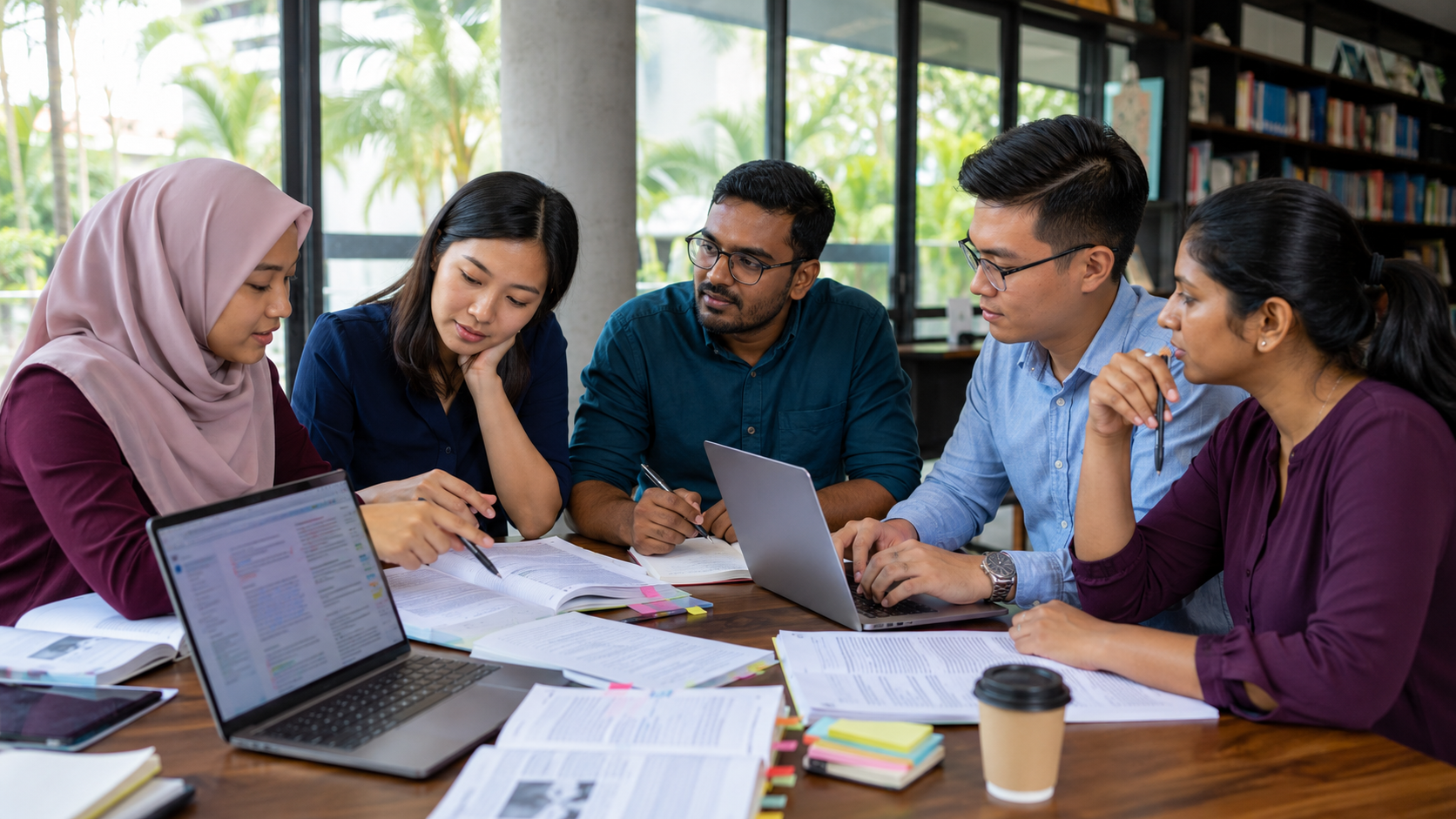 A Malaysian PhD student preparing academic writing and citations