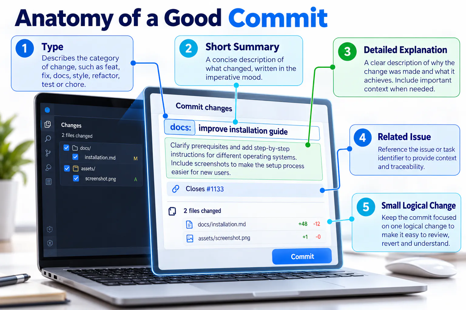 Anatomy of a focused commit with a meaningful message