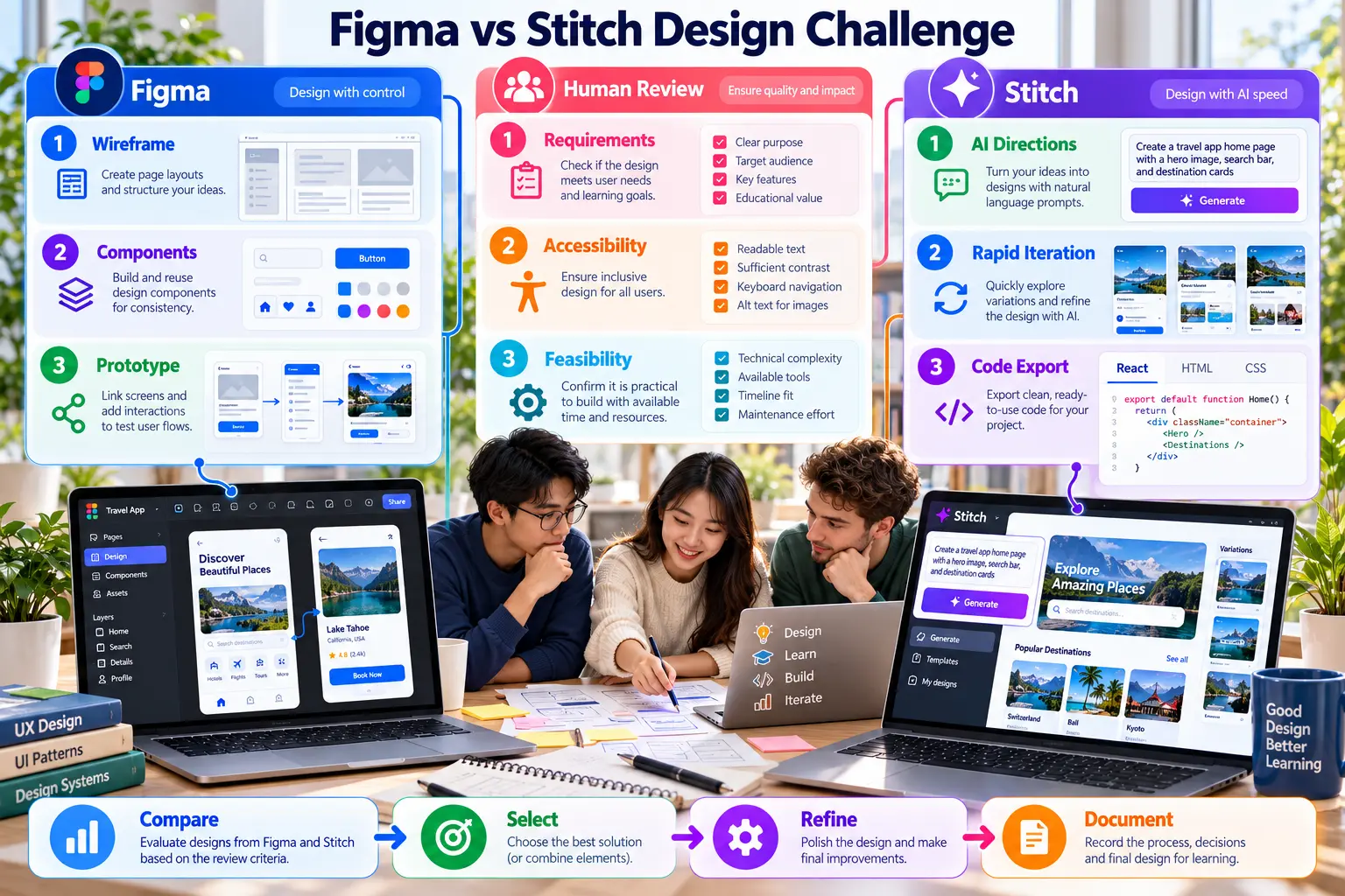 Figma versus Google Stitch design challenge