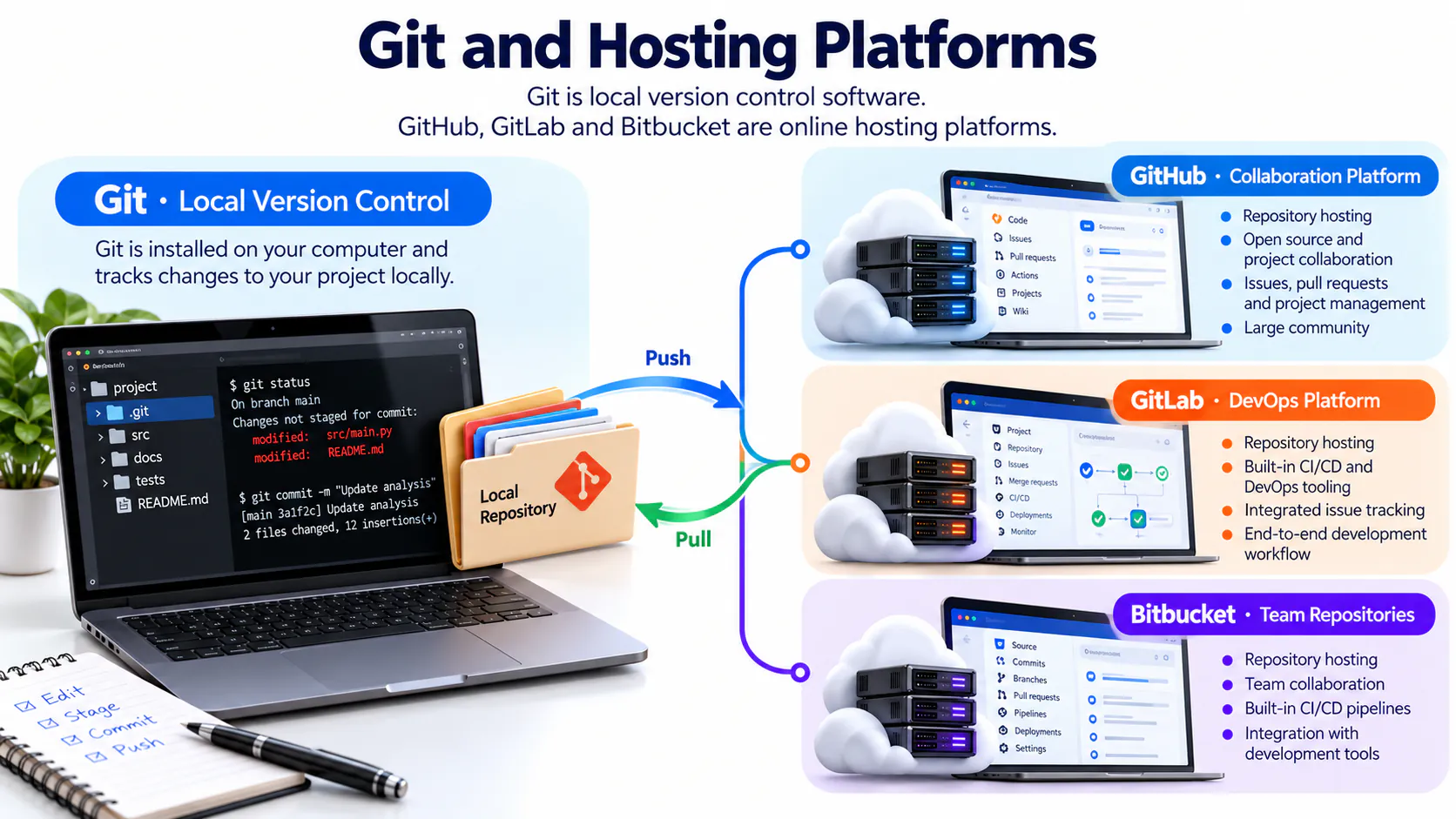Comparison of GitHub, GitLab and Bitbucket as Git hosting platforms