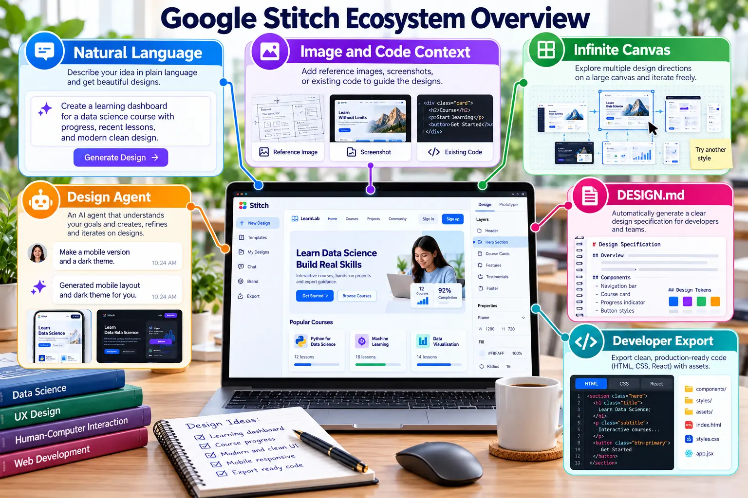 Google Stitch ecosystem for AI-assisted interface design