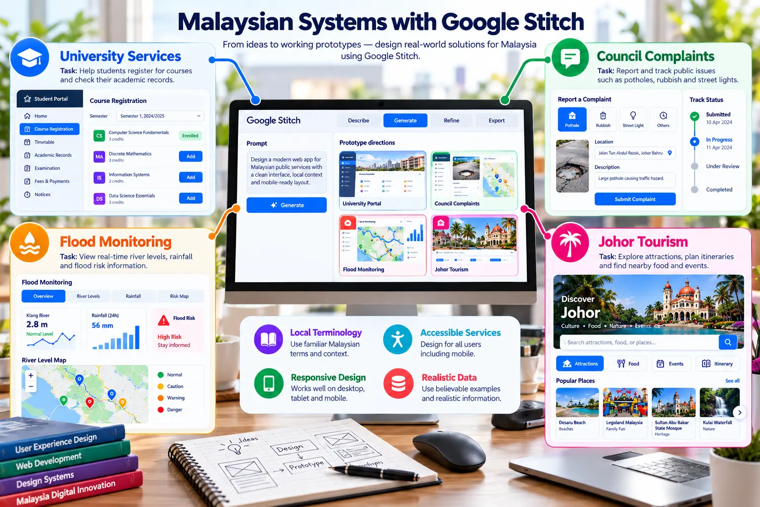 Four Malaysian systems designed with Google Stitch