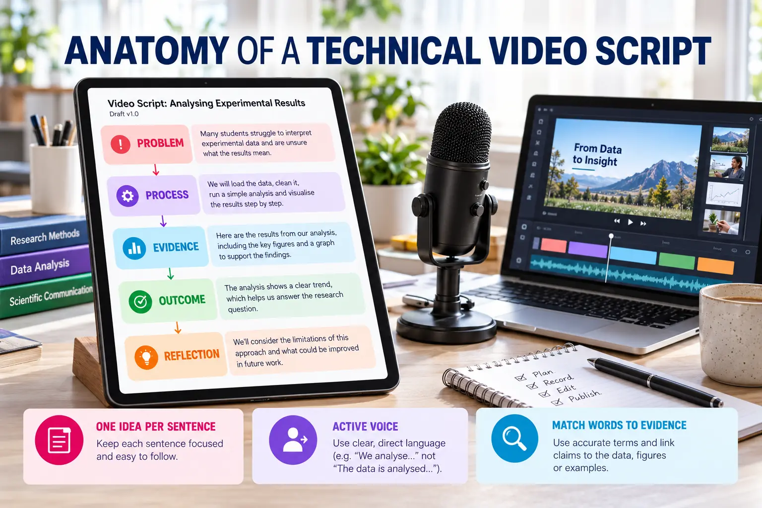 Five-part technical video script structure