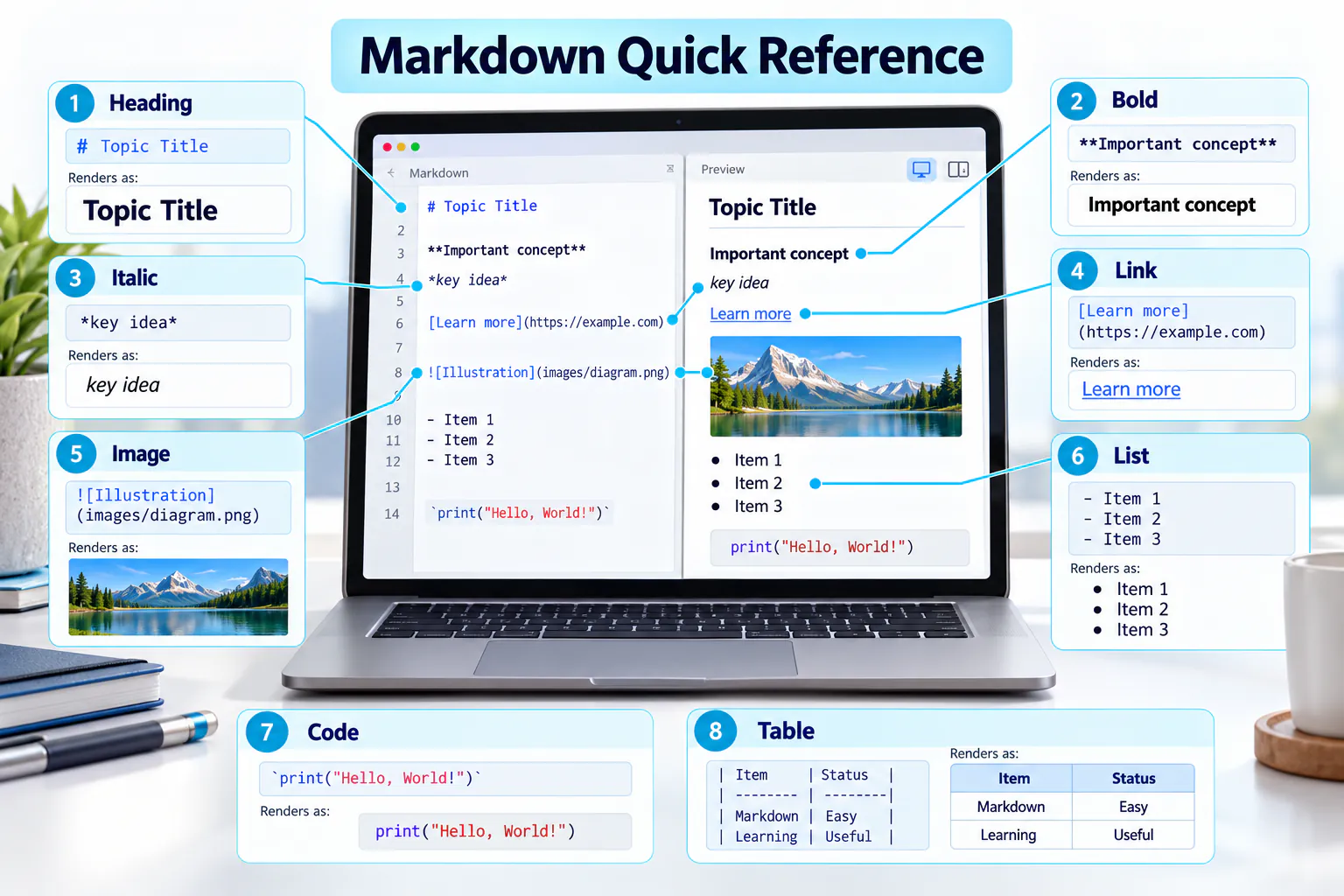 Markdown source patterns and their documentation purpose