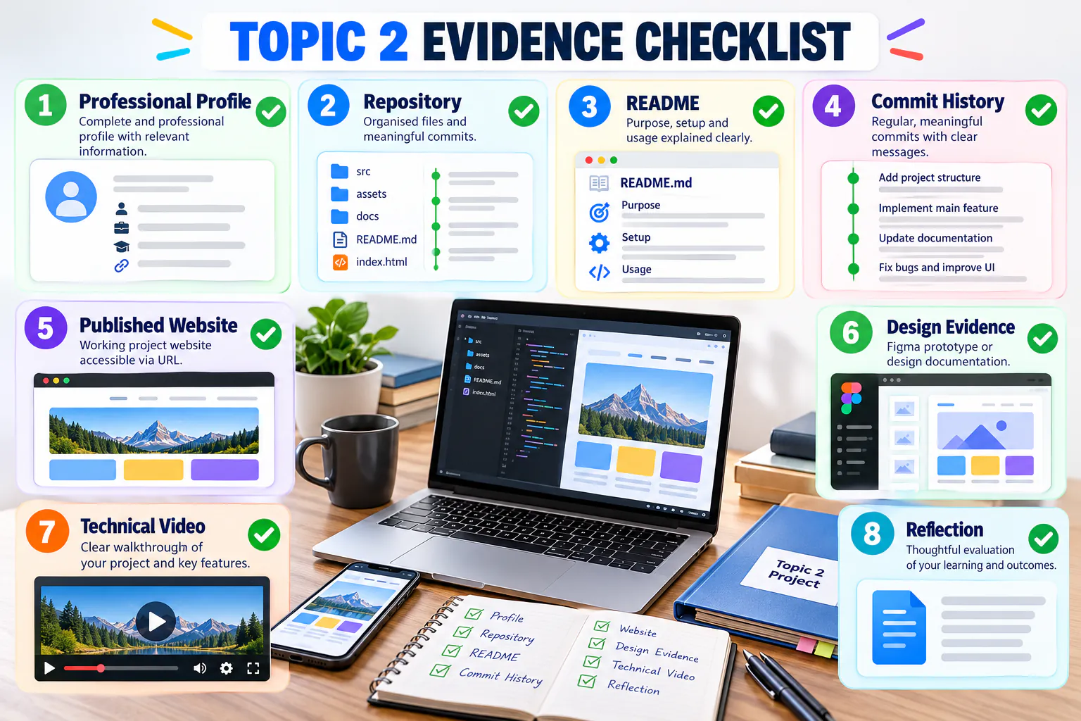 Six groups in the Topic 2 evidence checklist