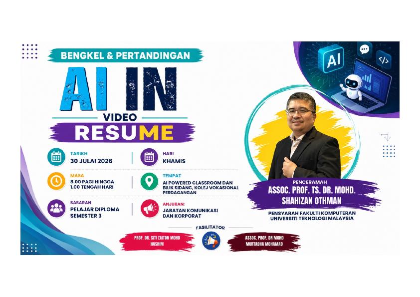 Poster rasmi Bengkel dan Pertandingan AI in Video Resume
